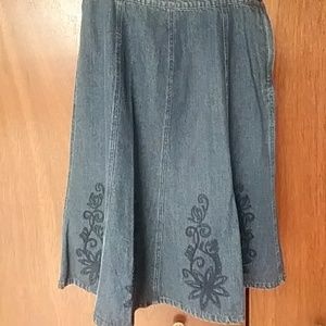 For Joseph Embroidered Jean A-line Skirt